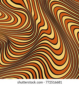 Vector abstract lines pattern. Waves background with distortion effect. Optical illusion.
