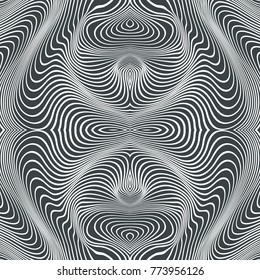 Vector abstract lines pattern. Waves background with distortion effect. Optical illusion.
