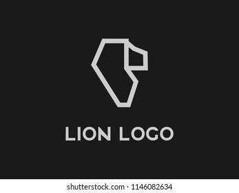 Vector of Abstract Lion Head Logo Design with Square Line Art Logo Style