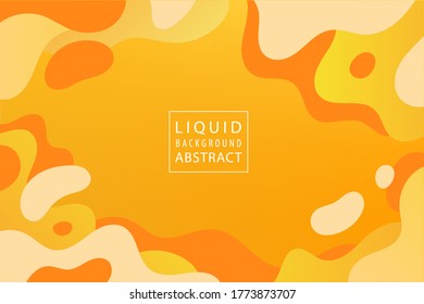 Vector abstract liquid dynamic background, banner design. Orange, yellow elements, shapes. Concept illustration for poster, web, landing, page, cover, ad, card, promotion.