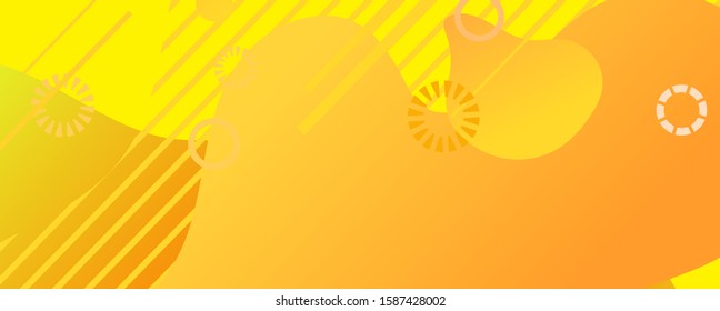 Vector Abstract Liquid Shapes, Yellow Color, Colorful Banner Background Template.
