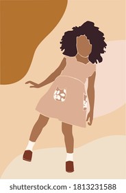 Vector abstracto niño lindo con ropa de moda. Ilustración de afiches imprimible.	