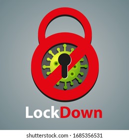 Vector abstract, lock down, to prevent the spread of corona virus outbreaks.
