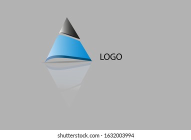 Vector abstract logo with blue and black gradient on a gray background. For business, background, decoration.