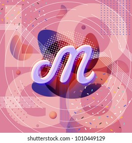 Vector Abstract Logo. Brand Company Design on modern background template. Internet and social network web concept with alphabet letter M. Easy editable for Your web, banner or poster design. 