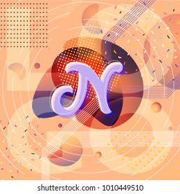 Vector Abstract Logo. Brand Company Design on modern background template. Internet and social network web concept with alphabet letter N. Easy editable for Your web, banner or poster design. 