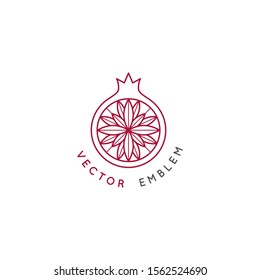 Vector abstract logo and branding design template in trendy linear minimal style - pomegranate
