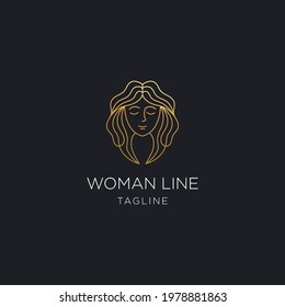 Vector abstract logo and branding design templates in trendy linear minimal style, emblem for beauty studio and cosmetics - female portrait, beautiful woman's face - fashion.