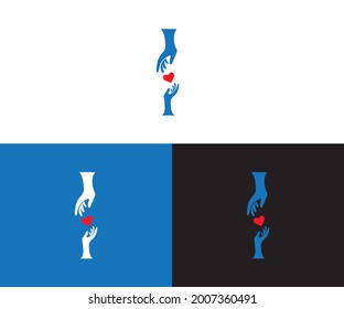 Vector abstract logo and branding design template in trendy linear minimal style - heart made with hands - self love concept - tattoo or sticker design template
