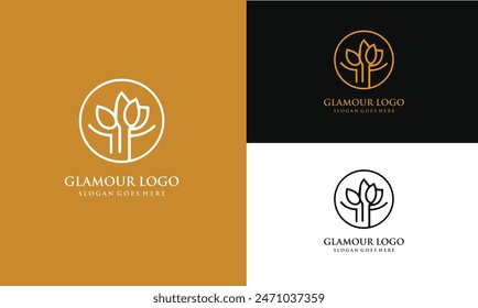 Vektorgrafik abstraktes Logo und Branding Glamour-Logo-Design-Vorlagen im trendigen linearen Minimalstil EPS10