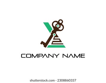 Vector abstract logo and branding lock key logo design templates in trendy linear minimal style. Perfect logo for business related to industry. creative logo design vector template.