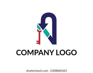Modelos de diseño del logotipo abstracto de vectores y de la llave de bloqueo de marca en un estilo minimalista lineal de moda. Logotipo perfecto para empresas relacionadas con la industria. plantilla vectorial de diseño de logotipo creativo.