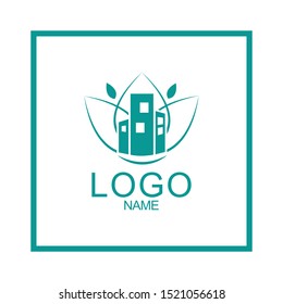 Vector abstract logo with buildings in the form of lotus. Logotype for finance, construction, consulting and real estate company organization. Logo for business card and web. 