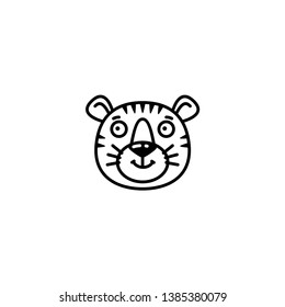 Vector abstract logo. Business Icon. Striped tiger muzzle. Company identity. Isolated on white background. Graphic design editable for your design. 