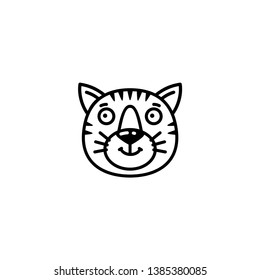 Vector abstract logo. Business Icon. Striped cat muzzle. Company identity. Isolated on white background. Graphic design editable for your design. 