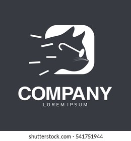 Vector abstract logo. Business Icons. Cat with glasses. Company identity. Icon isolated on white background. Graphic design editable for your design.