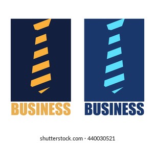 Vector Abstract logo business and tie. Blue and orange tie in the rectangle