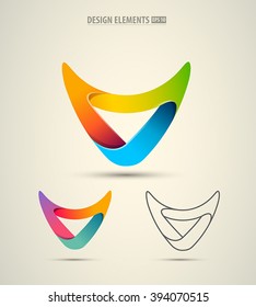 Vector abstract logo corporate icon design set. Isolated on white. Abstract letter v icon