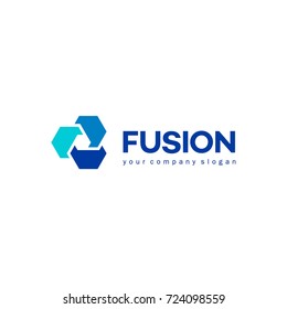 Vector Abstract Logo Design For Business. Fusion Sign