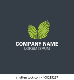 Vector abstract logo design element. Company emblem icon with eco leaf  logo for boutique, cosmetics