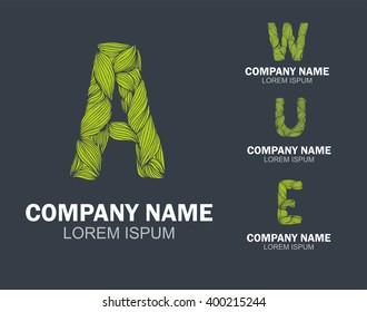 Vector abstract logo design element with letters a, u, e, w.  best for company  branding boutique, cosmetics. print design for t-shirt