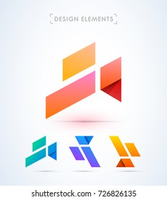 Vector abstract logo design elements collection. Material design style