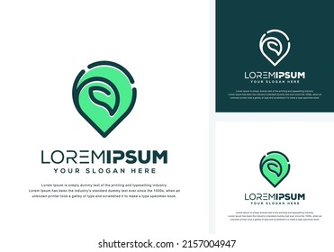 Un vector de un diseño de logotipo abstracto con una hoja verde sobre el fondo blanco