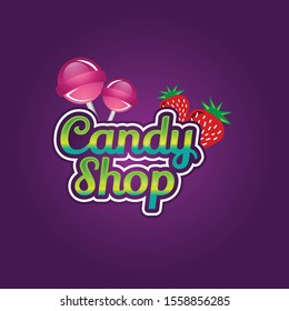 Vector abstract logo design for sweets, candy shop.