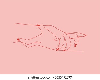 Vector abstract logo design template in trendy linear style - hands, hearts and stars - abstract symbol for cosmetics and packaging, jewelry, or cosmetic products. minimalism.