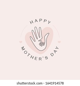 Vector abstract logo design template and illustration in simple linear style - happy mother's day greeting card 