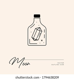 Vector abstract logo design template in trendy linear minimal style - sun, moon and stars - abstract symbol for cosmetics and packaging, jewellery, hand crafted or beauty products