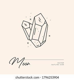 Vector abstract logo design template in trendy linear minimal style - sun, moon and stars - abstract symbol for cosmetics and packaging, jewellery, hand crafted or beauty products