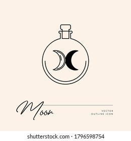 Vector abstract logo design template in trendy linear minimal style - sun, moon and stars - abstract symbol for cosmetics and packaging, jewellery, hand crafted or beauty products