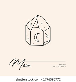 Vector abstract logo design template in trendy linear minimal style - sun, moon and stars - abstract symbol for cosmetics and packaging, jewellery, hand crafted or beauty products
