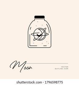 Vector abstract logo design template in trendy linear minimal style - sun, moon and stars - abstract symbol for cosmetics and packaging, jewellery, hand crafted or beauty products