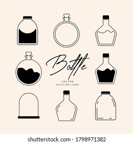 Vector abstract logo design template in trendy linear minimal style - sun, moon and stars - abstract symbol for cosmetics and packaging, jewellery, hand crafted or beauty products