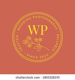 Vector abstract logo design template in trendy linear minimal style. Initial logo with flower ornament for cosmetics and packaging, hand crafted, wedding or beauty products