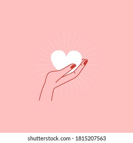 Vector abstract logo design template in simple linear style - hands gesture, love and friendship concepts - tattoo and sticker design element. Valentine's day greeting card in minimal style 