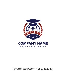 Vector abstract logo design template - online education and learning concept with Graduation Cap and woald Style Transparency icon - emblem for courses, classes, and school sector Illustration


