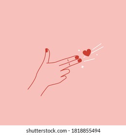 Vector abstract logo design template in simple linear style - hands gesture, love and friendship concepts - tattoo and sticker design element. Valentine's day greeting card in minimal style 