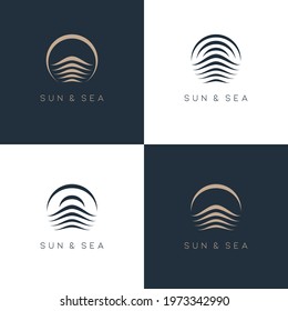 Vector abstract logo design template. Sun and Sea logo set.