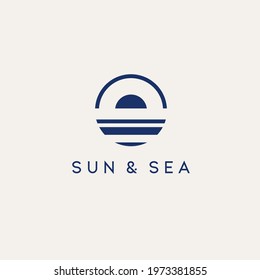 Vector Abstract Logo Design Template. Sun And Sea Logo.