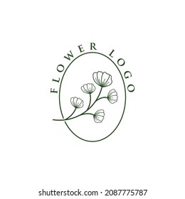 Vector abstract logo design template in trendy linear minimal style - flower - symbol for cosmetics, jewelry, beauty products and handmade, tattoo studio.