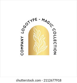 Plantilla de diseño de logotipo abstracto vectorial en estilo minimalista lineal moderno. Símbolo de cosmética, joyería, productos de belleza.  Plantilla de logotipo en un estilo lineal simple. Ilustración vectorial.