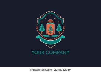 Vector abstract logo design template, tree and book icon emblem for courses, classes and schools company or university
