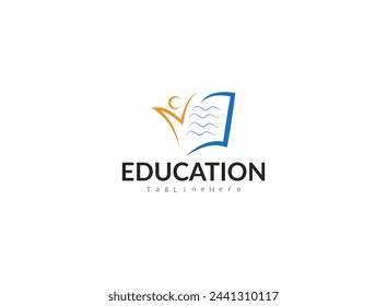 Vector abstract logo design template - online education and learning concept 