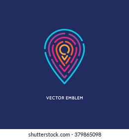 Vector abstract logo design template in trendy linear style - location and navigation concept for travel agency, tourism industry