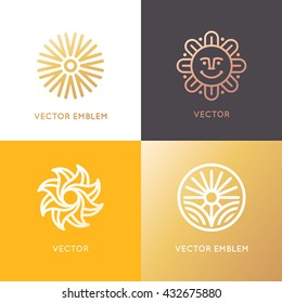 Vector Abstract Logo Design Template In Trendy Linear Style - Sun And Summer Symbol
