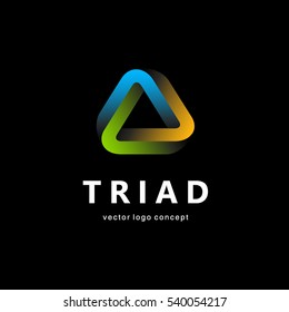 Modelo de design de logotipo abstrato vetorial. Sinal de triângulo