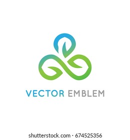 Vector abstract logo design template for alternative medicine, health center and yoga studios - emblem made with leaves and lines 